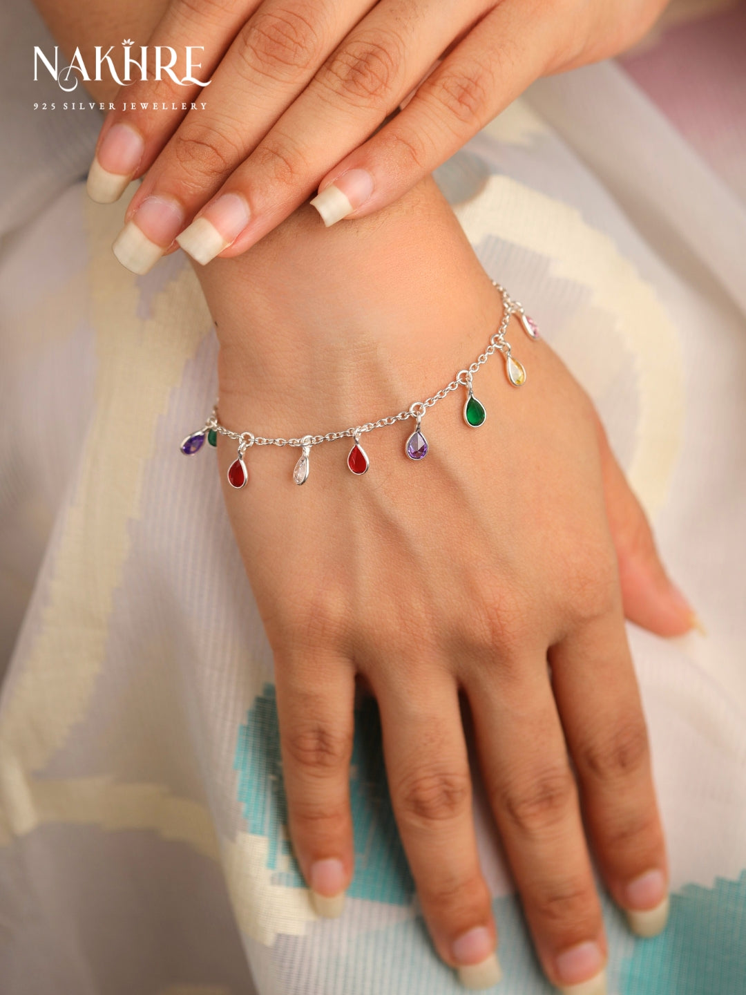 Pear Drop Silver Kada