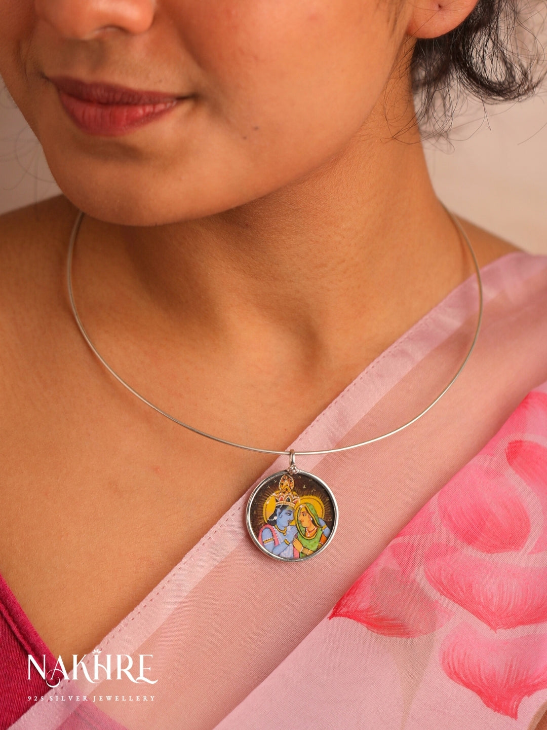 Radha Krishna Handpainted Hasli