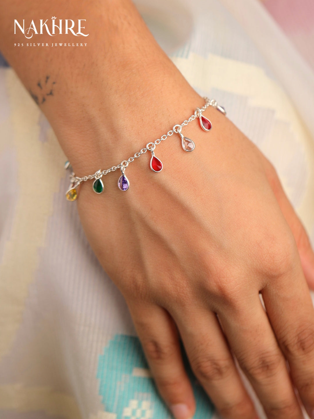 Pear Drop Silver Kada