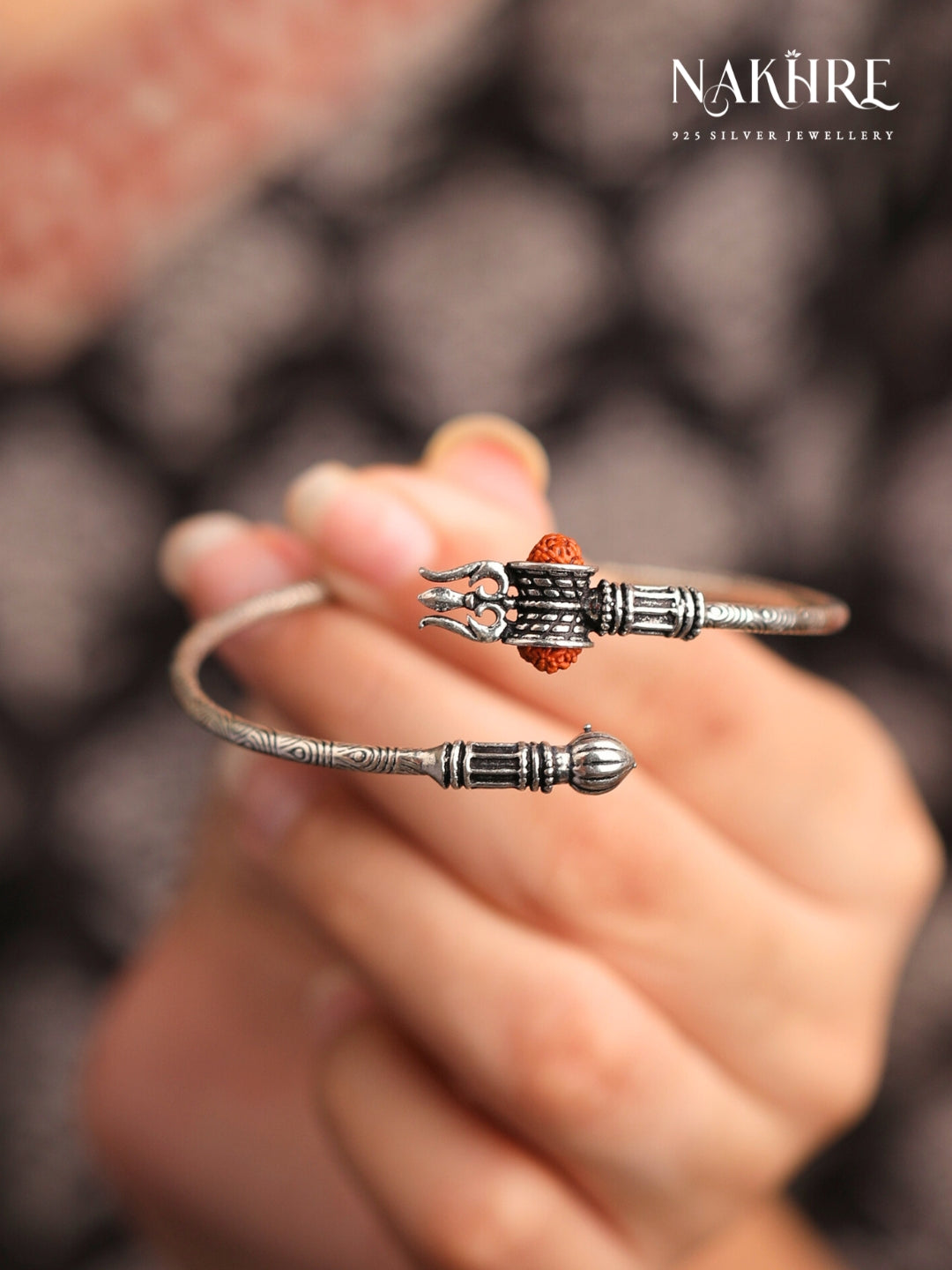 Rudraksh Trishul Silver Kada
