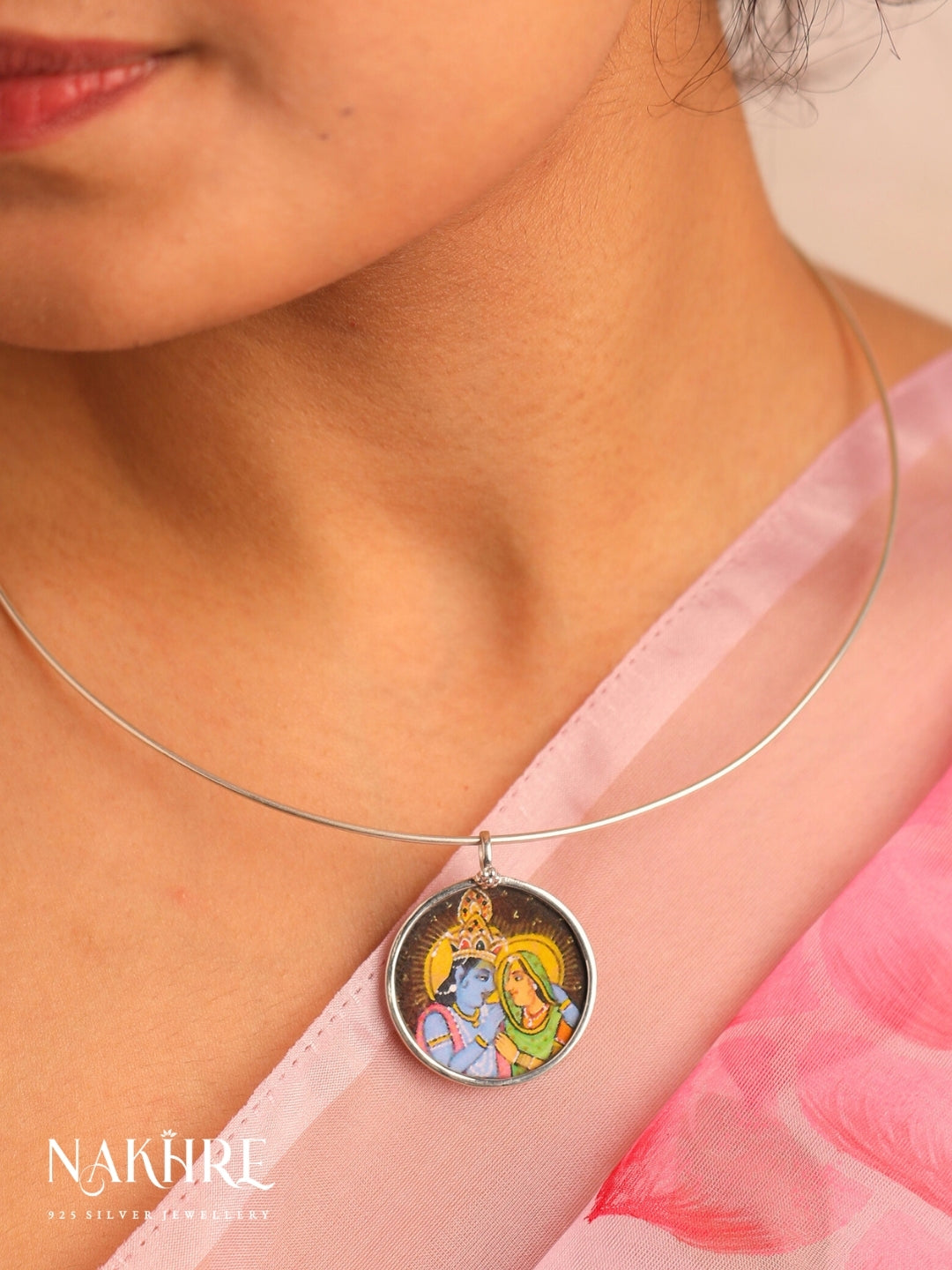 Radha Krishna Handpainted Hasli