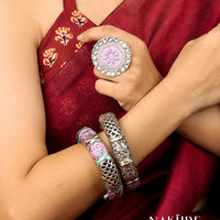 Mira Meenakari Silver Ring