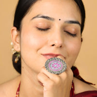 Mira Meenakari Silver Ring
